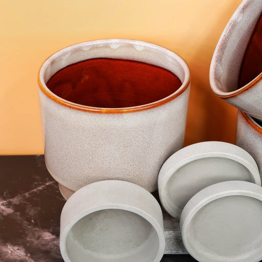 Keramik-Übertopf KONSTANZ mit Sockel, 12 cm – potflourri
