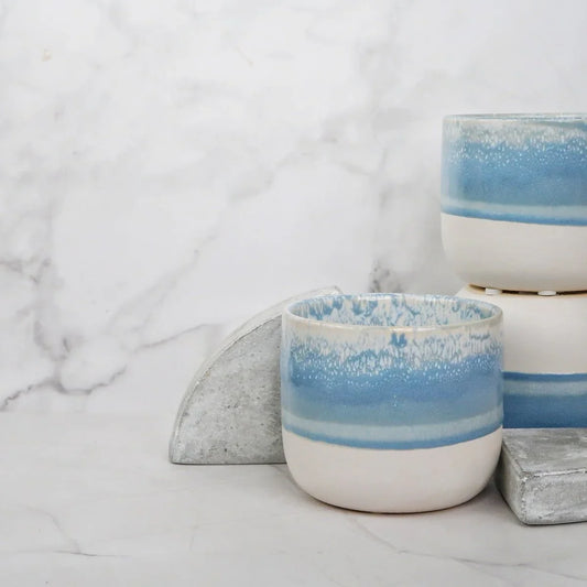 Keramik Übertopf VALENCE in hellem Blau, 11 cm – potflourri