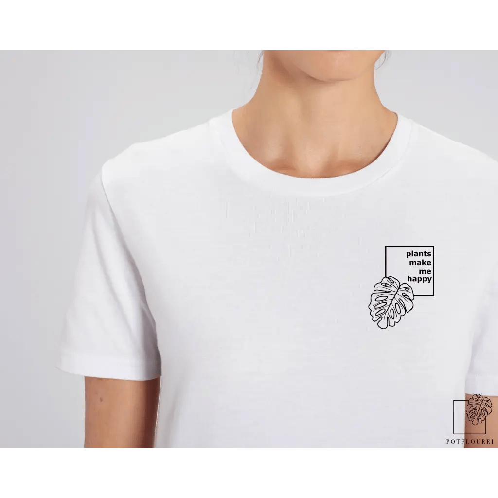 UNISEX MOTIV T-SHIRT HAPPY - WHITE - potflourri